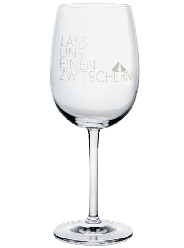 Weinglas "Lass und einen zwitschern" Räder-Design, 22cm